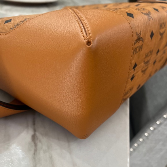 MCM shoulder bag leather cognac brown adjustable strap - Picture 13 of 14